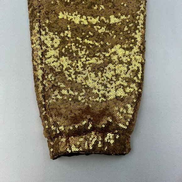 New York & Company Sequined Dress Pants Joggers Gold Size Small Drawstring - Picture 4 of 9